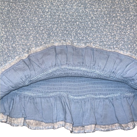 {NWOT Abercrombie & Fitch Smocked Floral Ruffle Mini Skirt Size XL Blue White} - Picture 3 of 6
